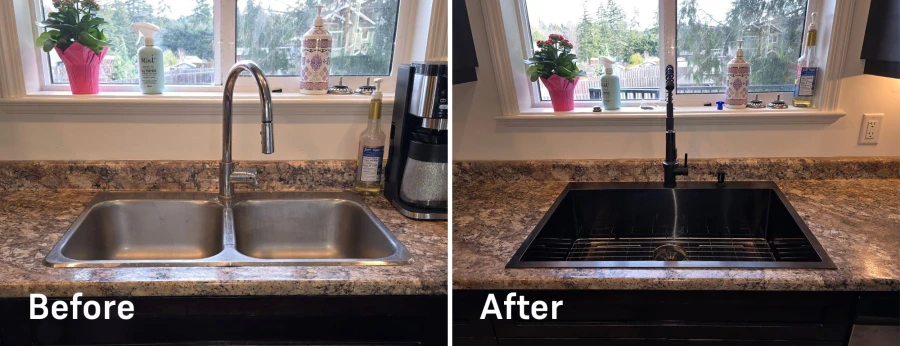 kitchen sink before after.
